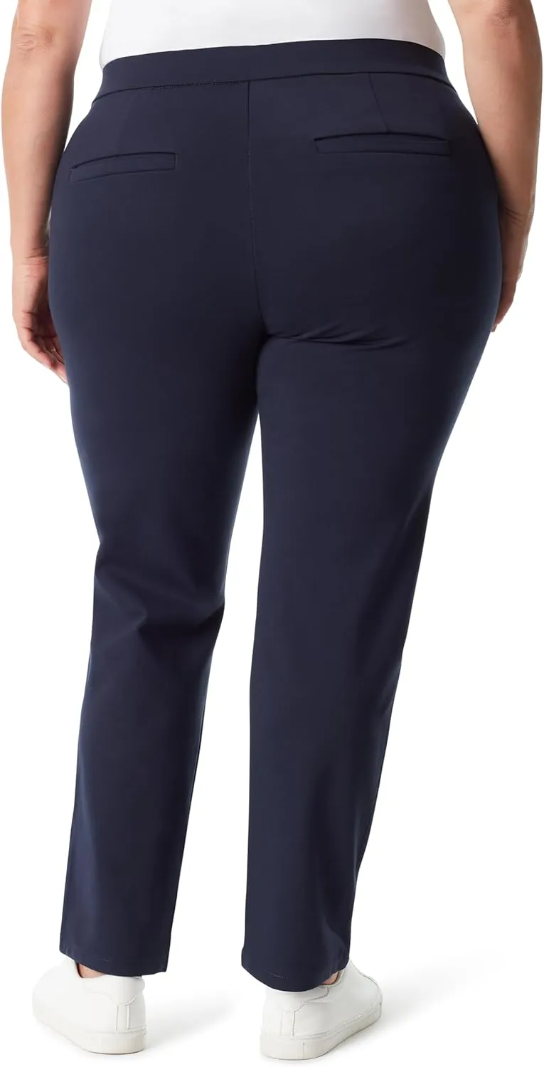 Gloria Vanderbilt Women's Pull on Trouser 4 Pocket Mid Rise Straight Leg Pant Plus