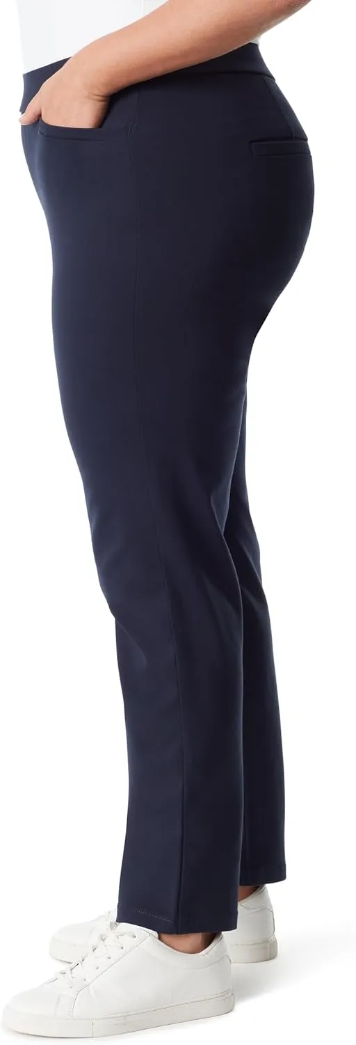Gloria Vanderbilt Women's Pull on Trouser 4 Pocket Mid Rise Straight Leg Pant Plus