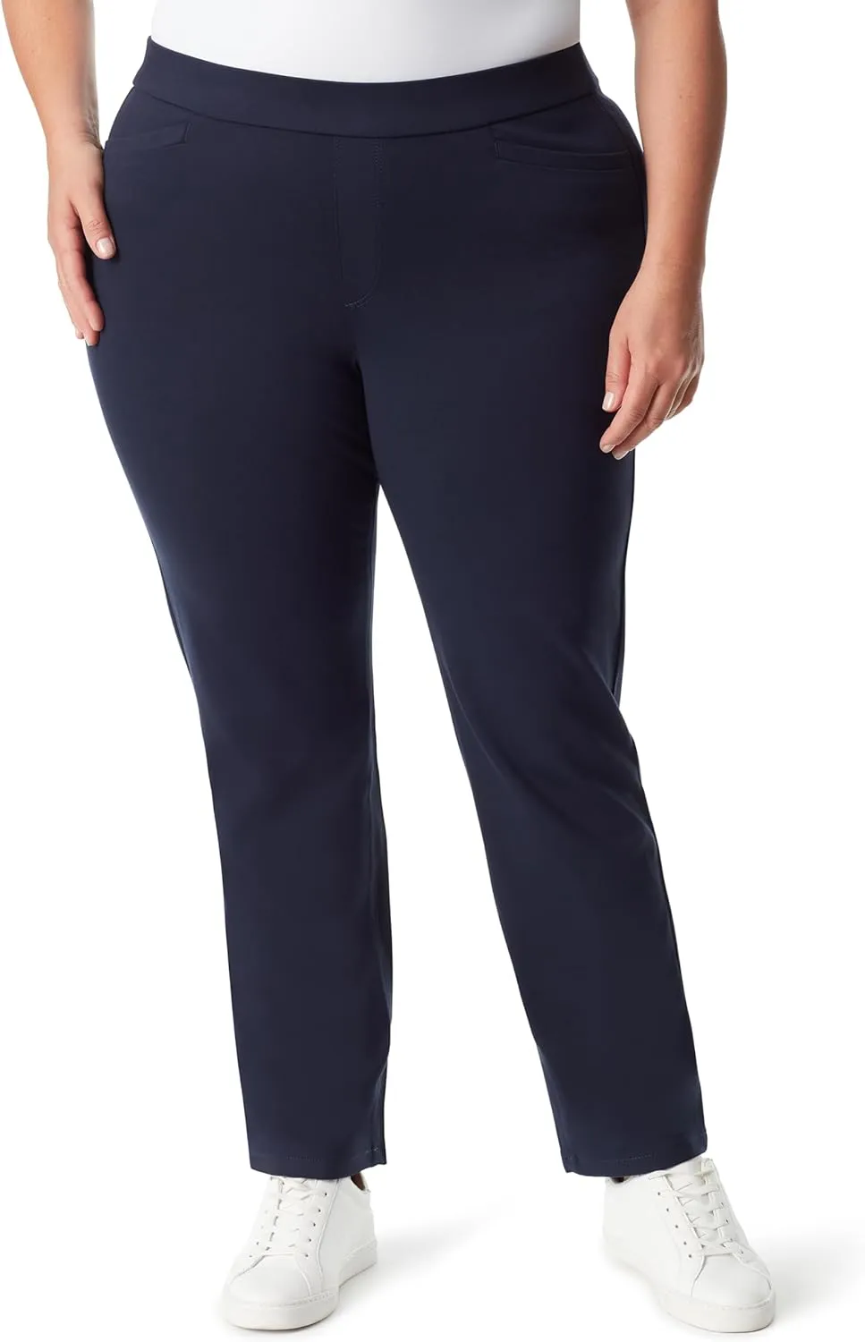 Gloria Vanderbilt Women's Pull on Trouser 4 Pocket Mid Rise Straight Leg Pant Plus