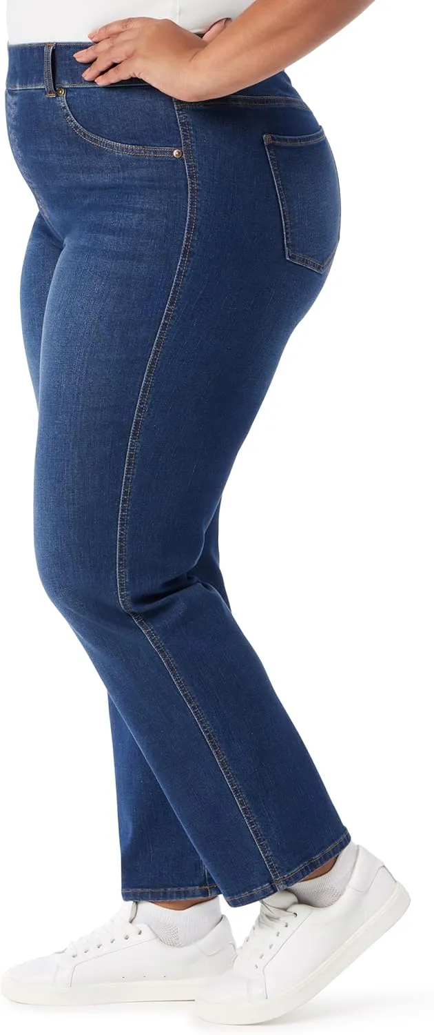Gloria Vanderbilt Women's Shape Effect Pull on High Rise Straight Leg Jean Plus