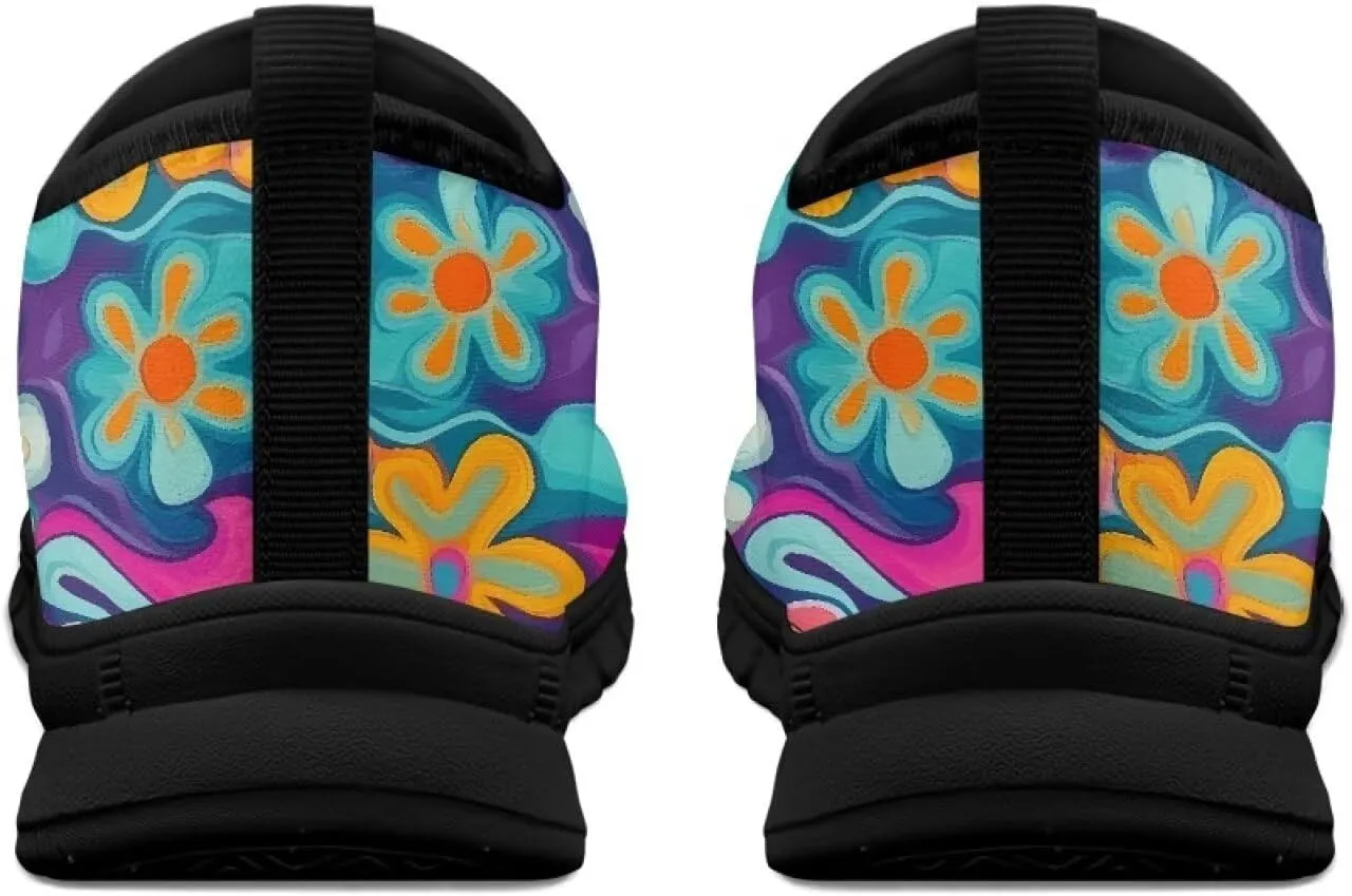 GOSTONG Sneakers for Women Comfort Soft Non Slip Outdoor Running Sneakers Casual Slip-on Home Walking Loafers Black US 5.5-11.5