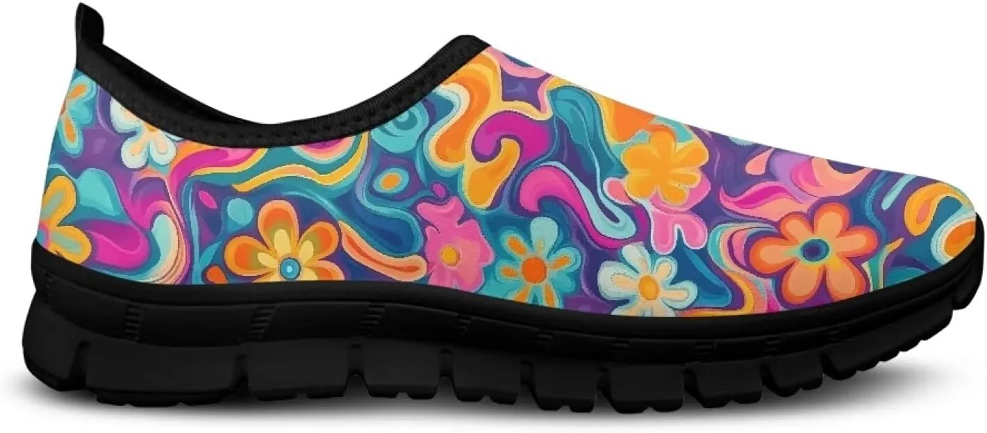 GOSTONG Sneakers for Women Comfort Soft Non Slip Outdoor Running Sneakers Casual Slip-on Home Walking Loafers Black US 5.5-11.5