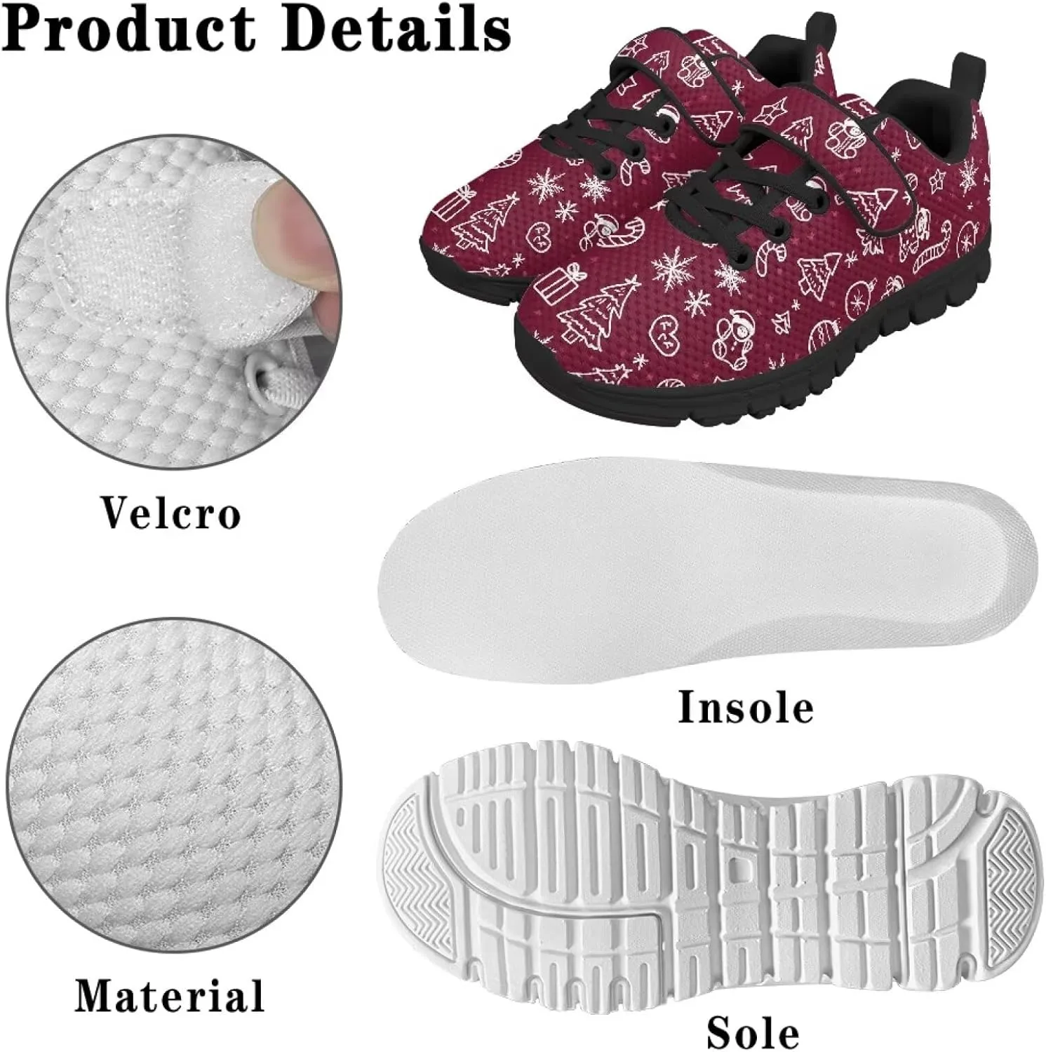 GOSTONG Unisex Kids Sneakers Breathable Mesh Walking Sneakers Soft Non Slip Indoor Outdoor Running Shoes Black Sole US 11-15