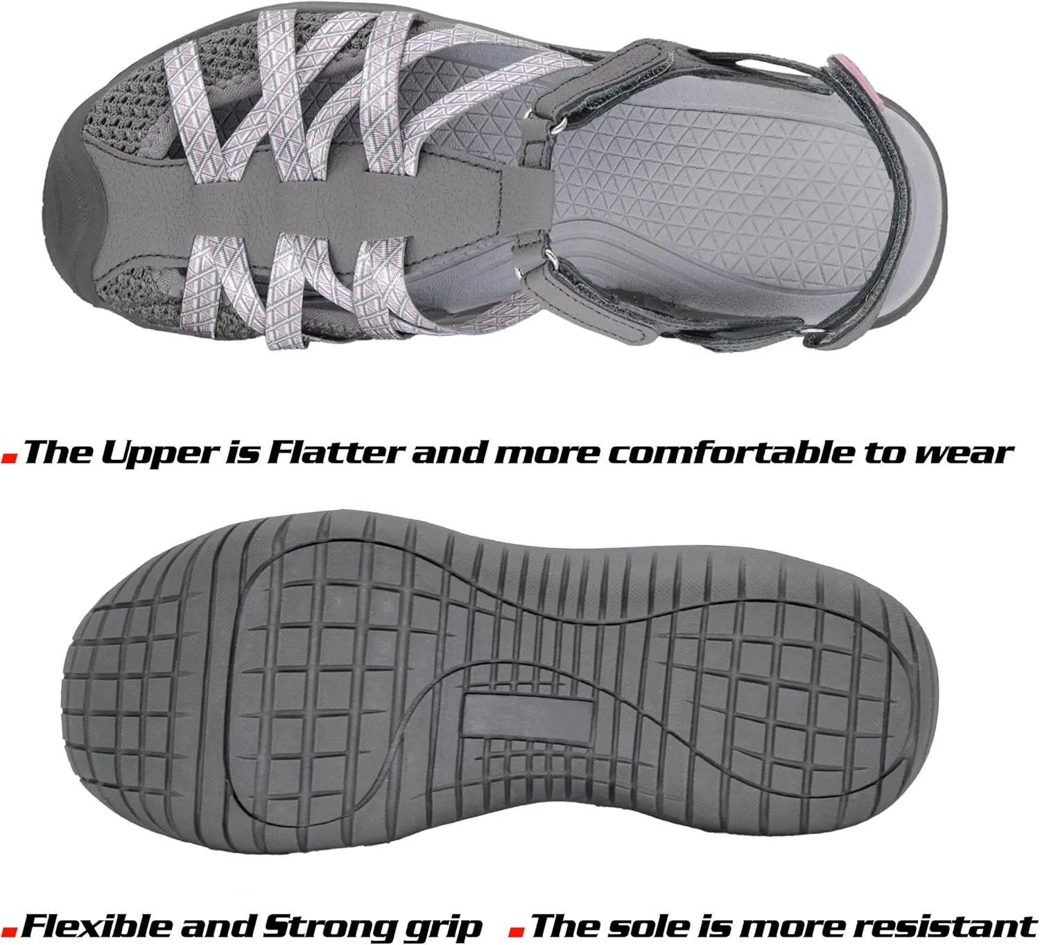 GRITION Hiking Sandals Women Closed Toe, Waterproof Lightweight Adjustable Hiking Athletic Sandals, Breathable For Beach Summer Adventure Comfortable Outdoor Sport