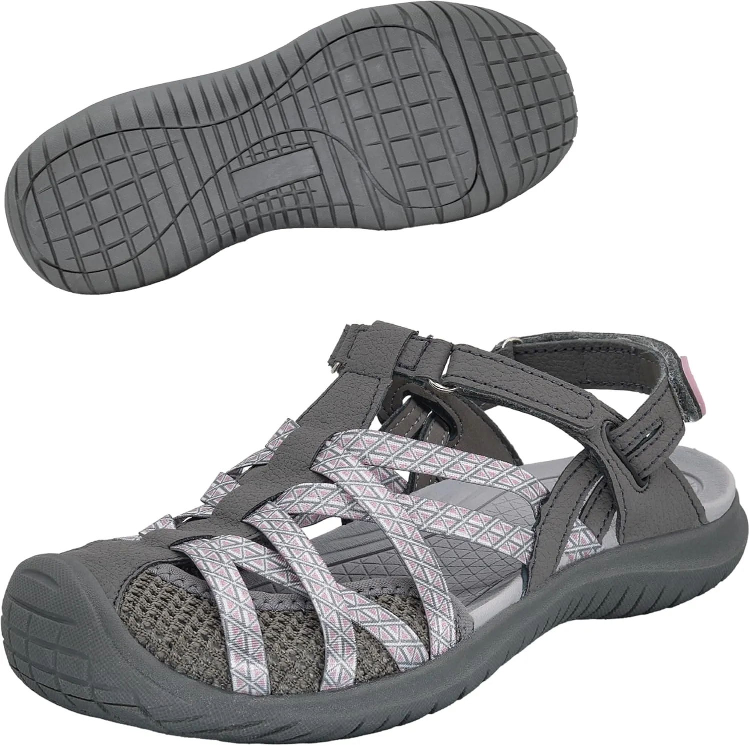 GRITION Hiking Sandals Women Closed Toe, Waterproof Lightweight Adjustable Hiking Athletic Sandals, Breathable For Beach Summer Adventure Comfortable Outdoor Sport