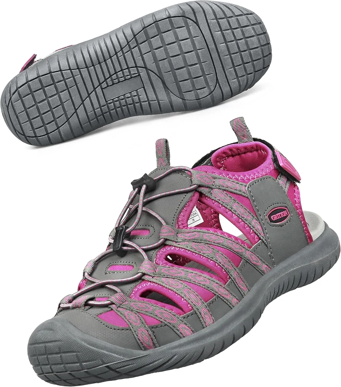GRITION Hiking Sandals Women Closed Toe, Waterproof Lightweight Adjustable Hiking Athletic Sandals, Breathable For Beach Summer Adventure Comfortable Outdoor Sport