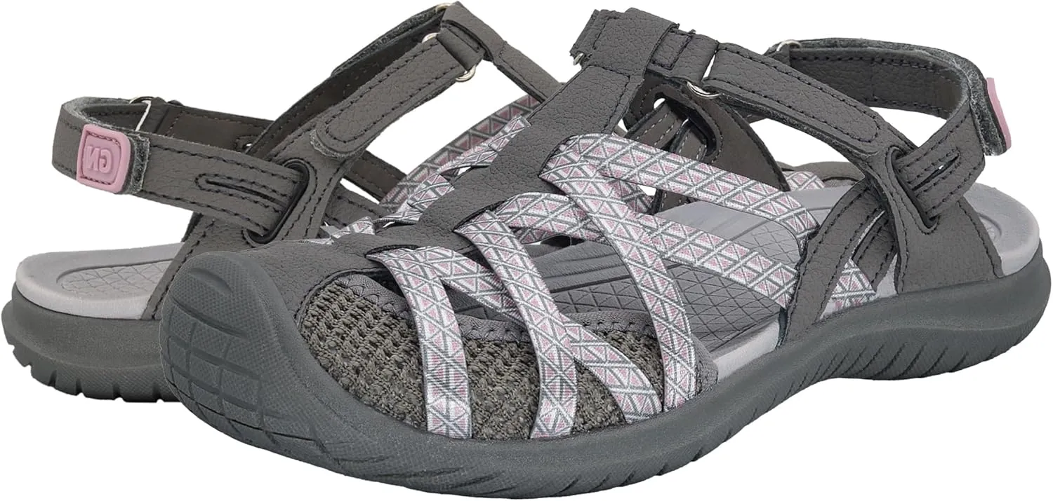 GRITION Hiking Sandals Women Closed Toe, Waterproof Lightweight Adjustable Hiking Athletic Sandals, Breathable For Beach Summer Adventure Comfortable Outdoor Sport