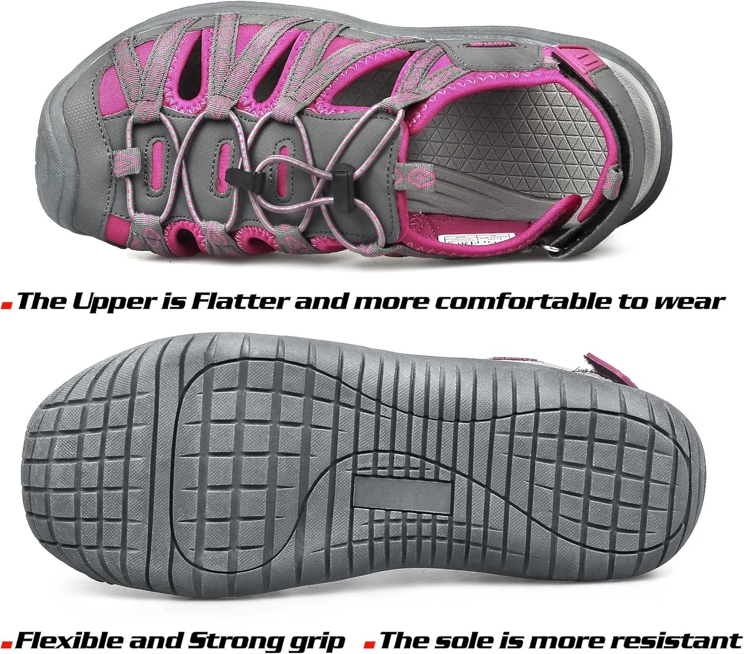 GRITION Hiking Sandals Women Closed Toe, Waterproof Lightweight Adjustable Hiking Athletic Sandals, Breathable For Beach Summer Adventure Comfortable Outdoor Sport