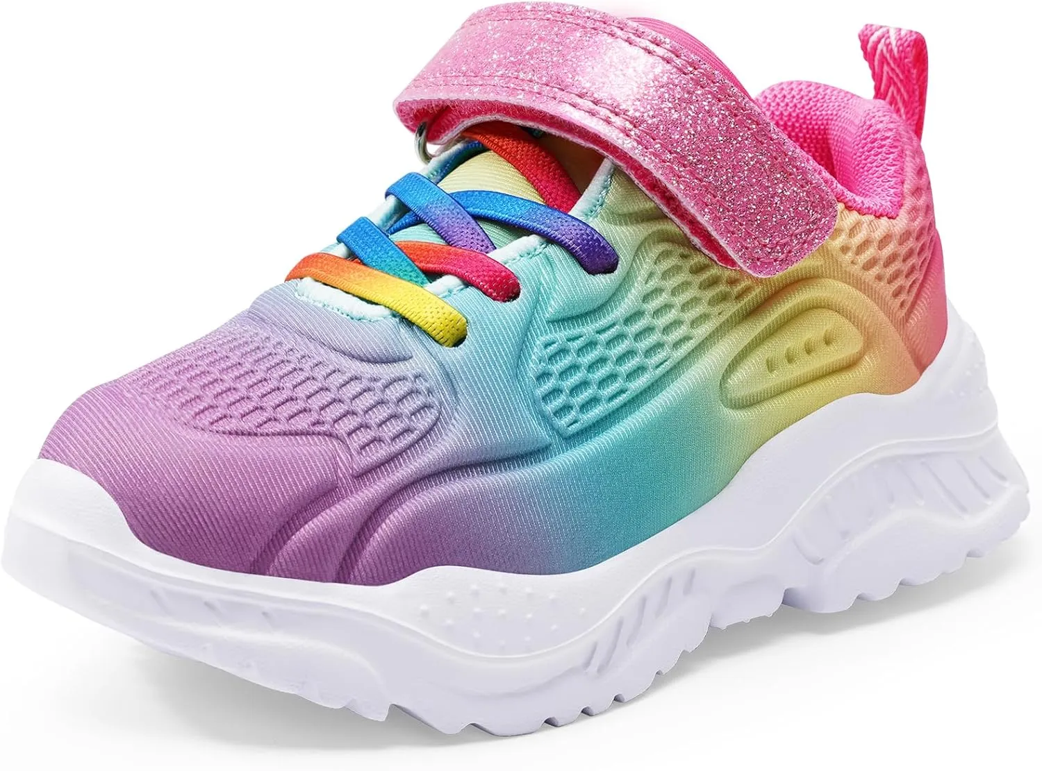 Harvest Land Toddler Glitter Tennis Shoes Slip On Boys Girls Sneakers Casual Running Shoes Woven Breathable with Soft Soled Sports Hook-Loop Outdoor Shoes