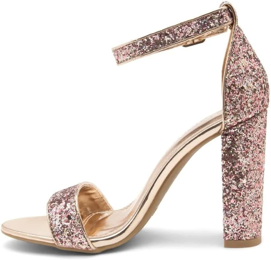 Herstyle Rosemmina Women’s Chunky Block Heels Open Toe Dress Heeled Sandals Ankle Strappy High Heel Pumps Shoes for Prom Wedding Party Office