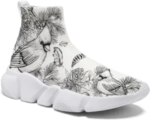 Hetios Mens Fashion Sock Sneakers Womens Walking Shoes Bird Painted Comfort Soft
