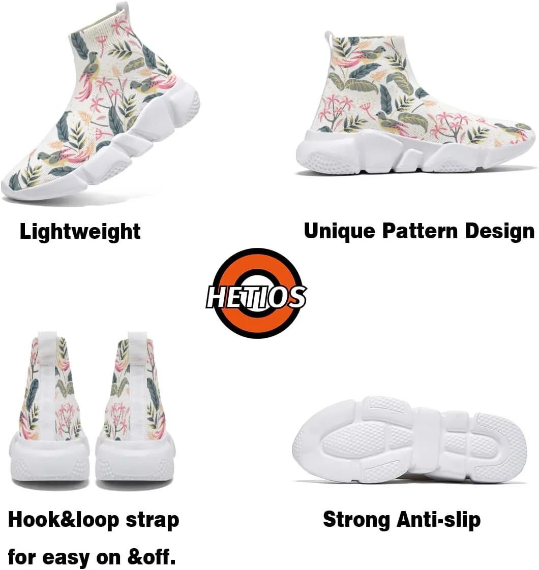 Hetios Mens Fashion Sock Sneakers Womens Walking Shoes Bird Painted Comfort Soft