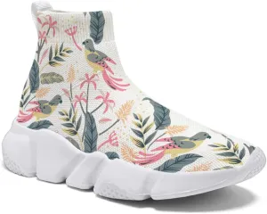 Hetios Mens Fashion Sock Sneakers Womens Walking Shoes Bird Painted Comfort Soft
