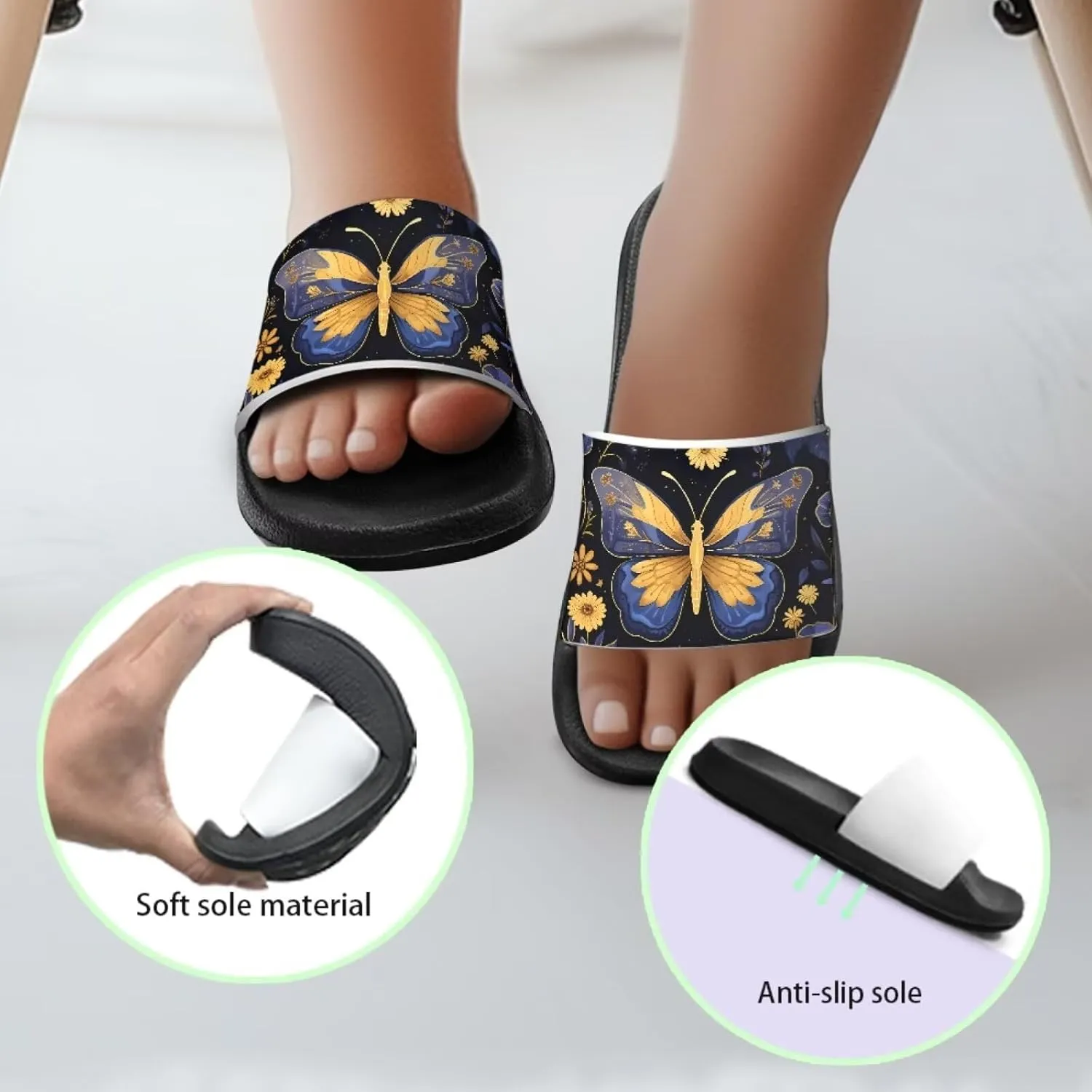 Howilath Chicken & Butterfly Slide Sandal for Kids Anti-Skid Beach Slippers Open Toe Quick Drying Sandal for Girls and Boys