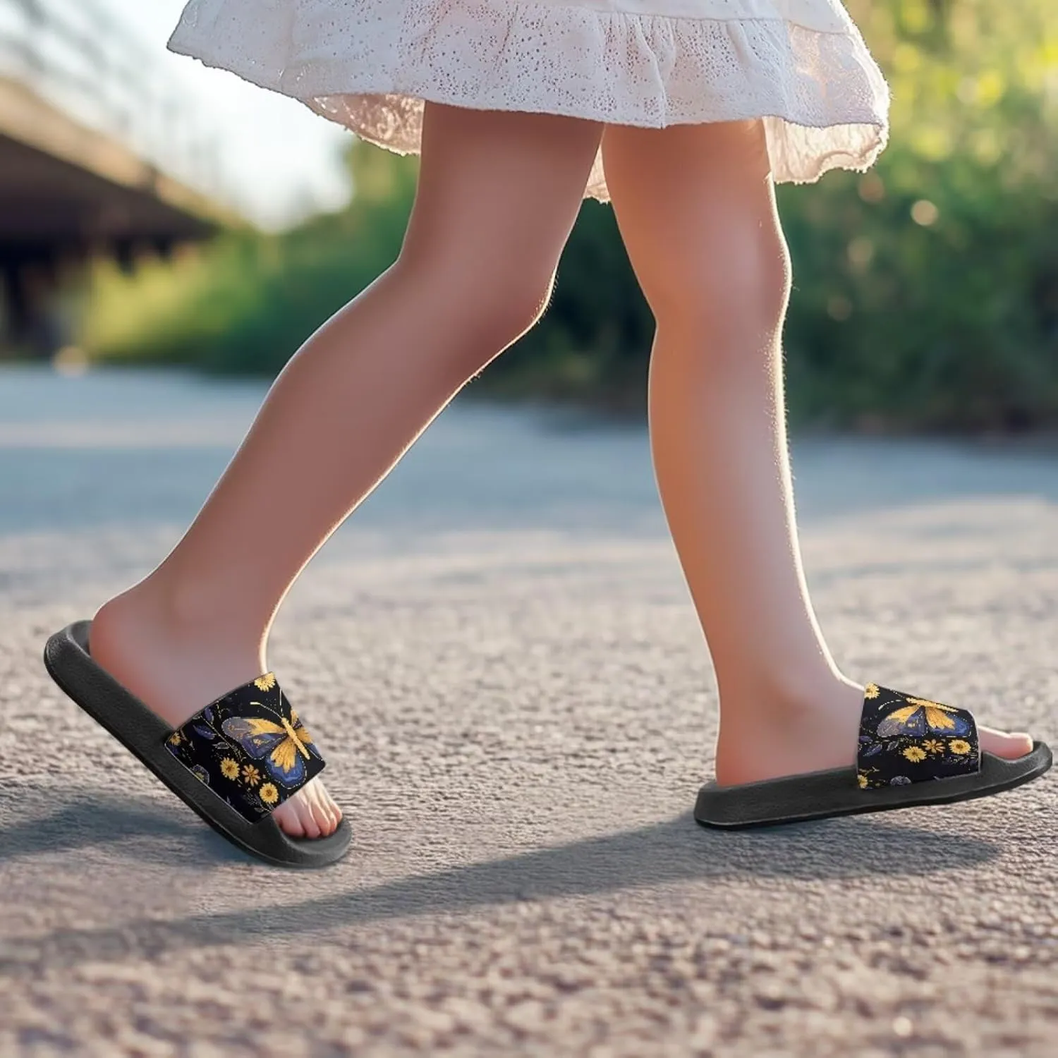 Howilath Chicken & Butterfly Slide Sandal for Kids Anti-Skid Beach Slippers Open Toe Quick Drying Sandal for Girls and Boys