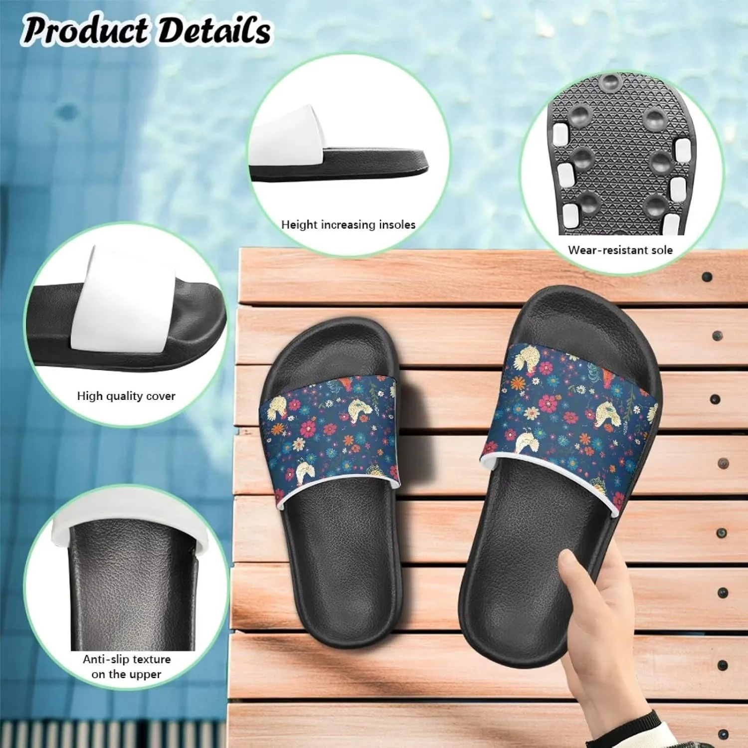 Howilath Chicken & Butterfly Slide Sandal for Kids Anti-Skid Beach Slippers Open Toe Quick Drying Sandal for Girls and Boys