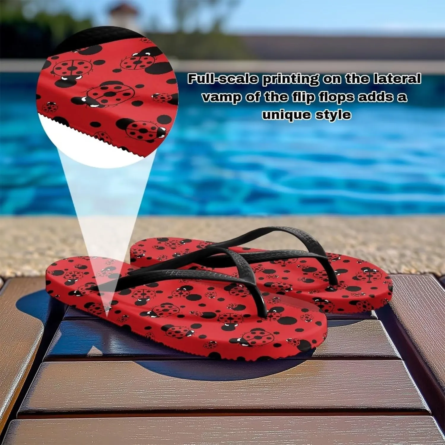 Howilath Fruit Pattern Non-Slip Flip Flops for Women Beach Flat Thong Sandals Rubber Single Band Slippers for Summer Pools