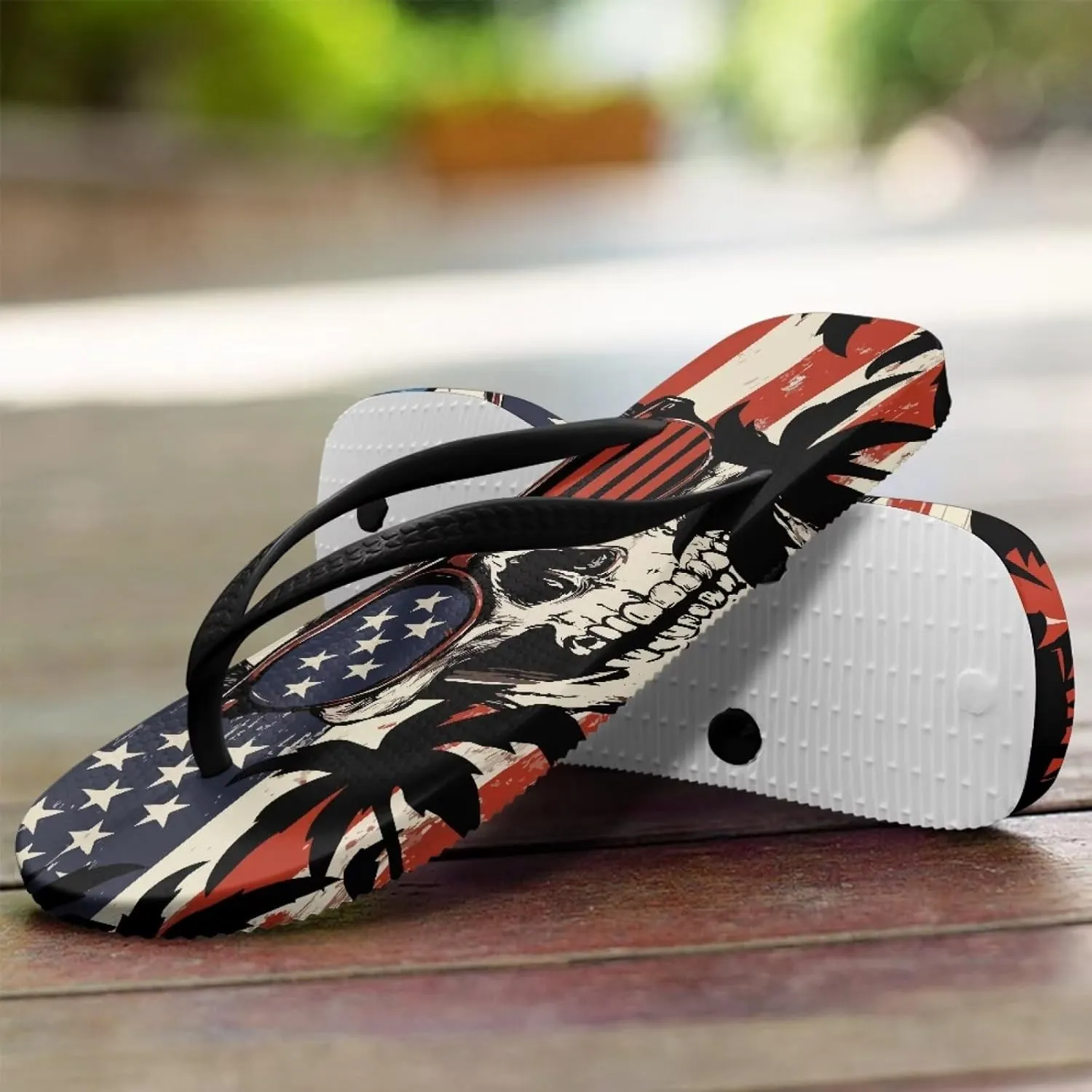 Howilath Gothic Skull Print Women Flip Flops Pool Beach Thong Sandals Soft Bathroom Shower Shoes with Arch Support
