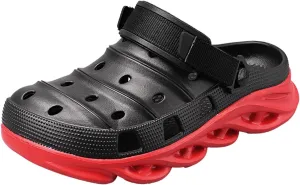 ihinzry Men's Garden Clogs Non-Slip Slides Shoes Water Beach Pool Sandals for Men Two Tones Outdoor Slippers with Adjustable Strap