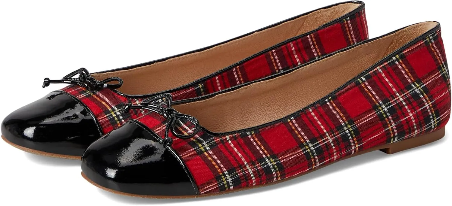 Jack Rogers Women's Kenlyn Cap Toe Ballet-Plaid/Patent Flat