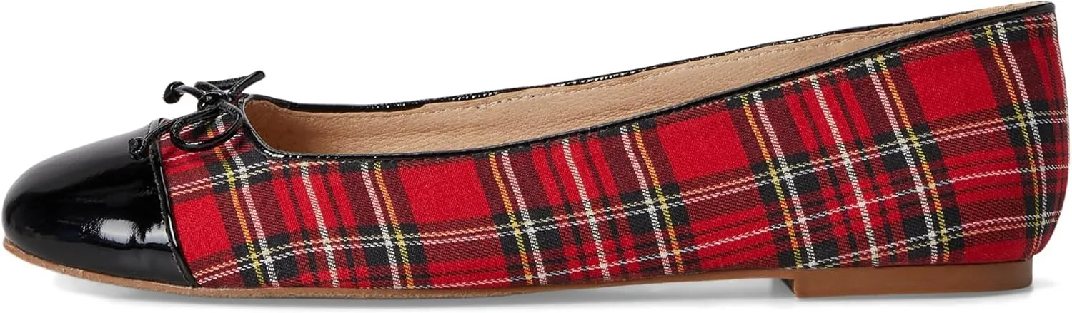 Jack Rogers Women's Kenlyn Cap Toe Ballet-Plaid/Patent Flat