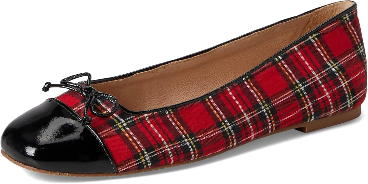 Jack Rogers Women's Kenlyn Cap Toe Ballet-Plaid/Patent Flat
