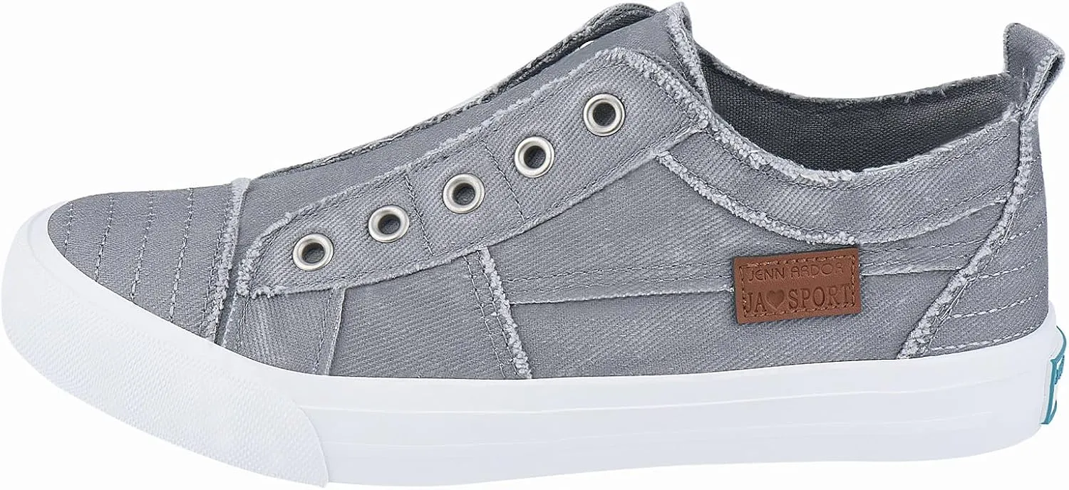 JENN ARDOR Womens Fashion Slip on Sneakers Walking Shoes for Women No Lace Flats Low Top Canvas Shoes Trendy Comfort Casual Tennis Shoes for Women