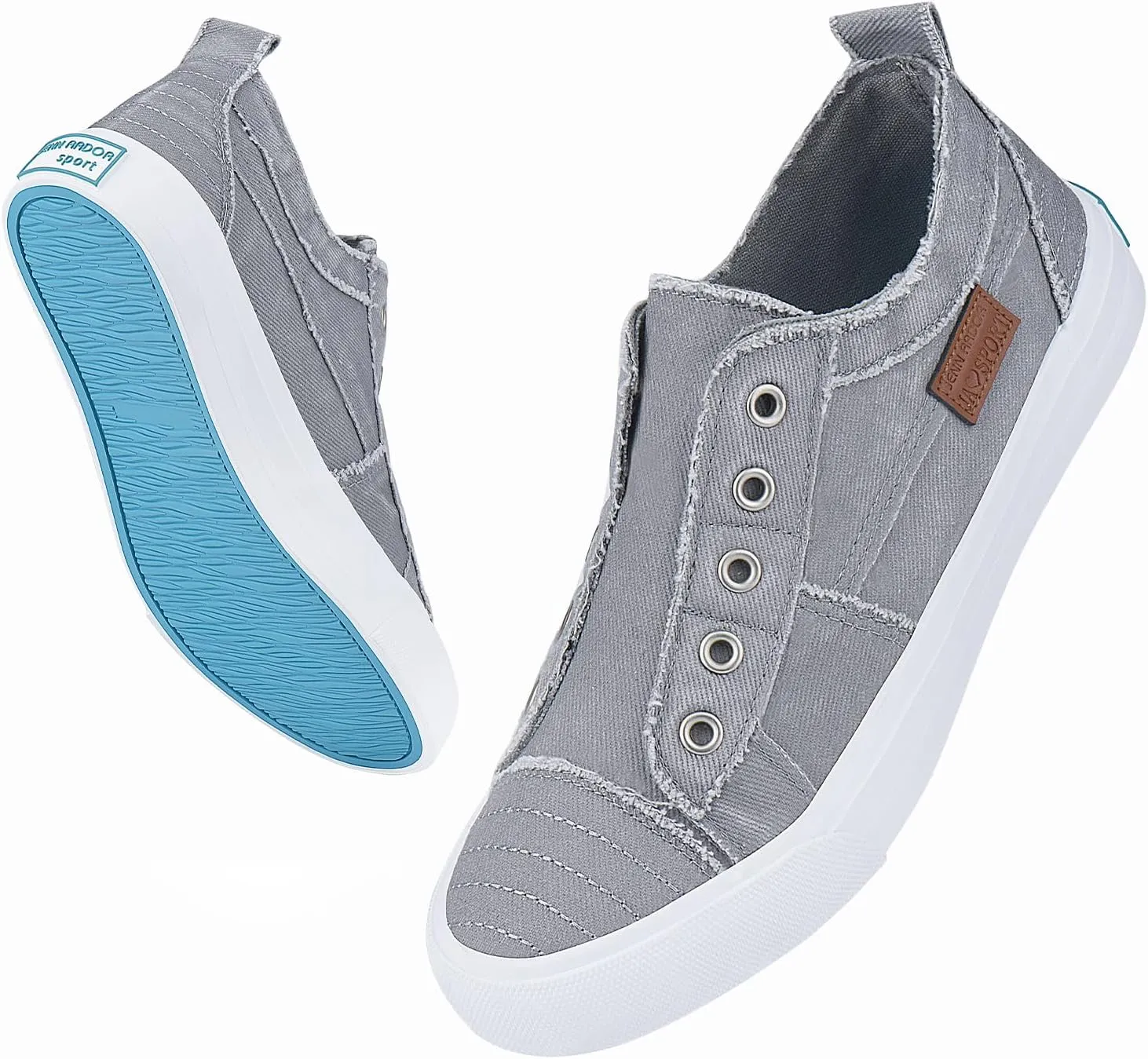 JENN ARDOR Womens Fashion Slip on Sneakers Walking Shoes for Women No Lace Flats Low Top Canvas Shoes Trendy Comfort Casual Tennis Shoes for Women