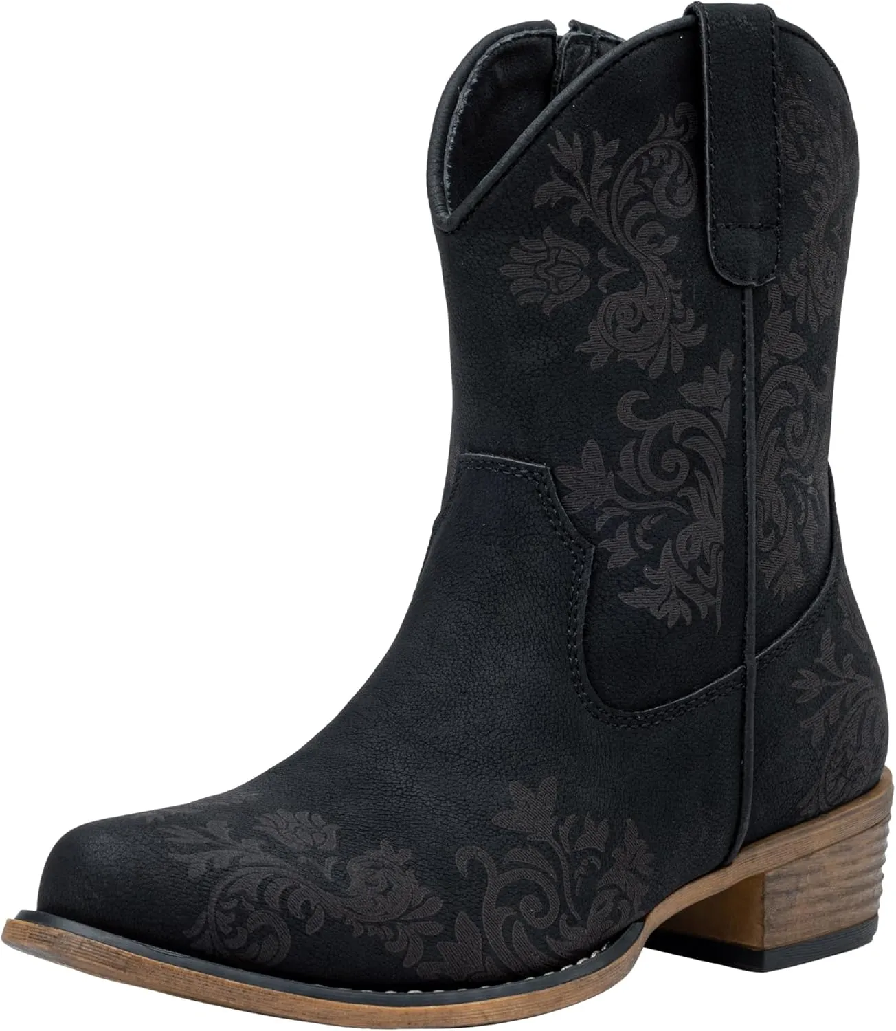Jeossy Women's Cowboy Boots Short Cowgirl Ankle Boots Western 9805 Booties Square Toe with Zipper
