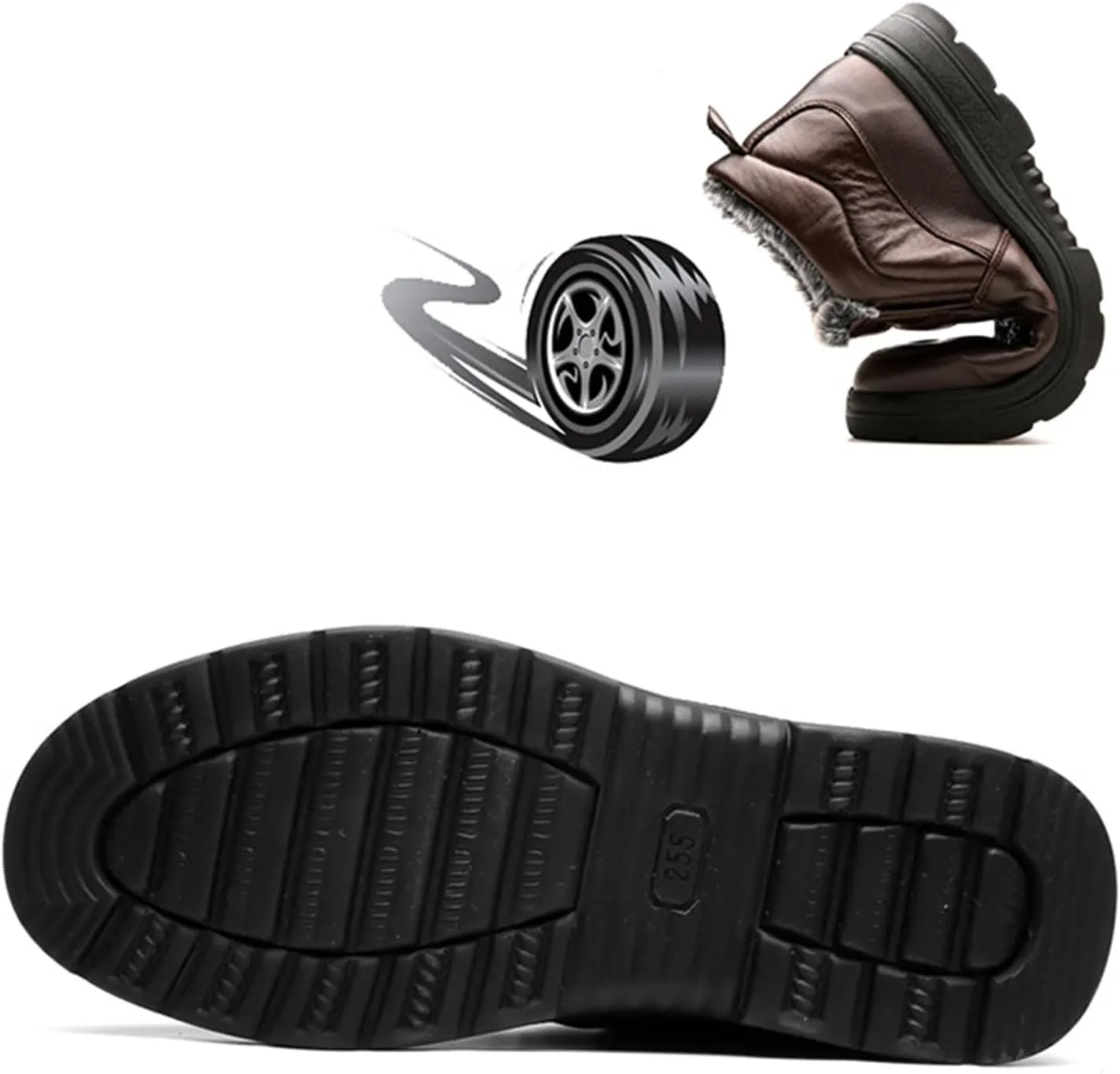 JiuQing Men's Winter Ankle Boots Slip-On Snow Boots Fur Lined Warm Outdoor Walking Cotton Slippers