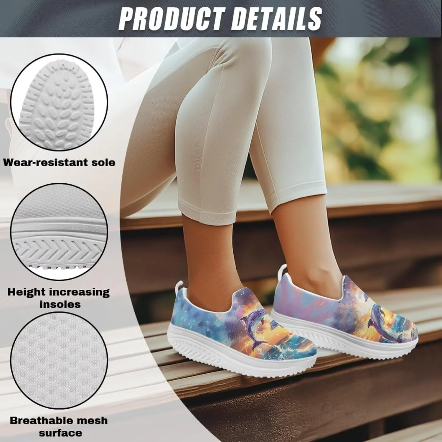 JoyLamoria Animal Design Womens Shoes Comfort Wedge Workout Platform Fashion Slip Resistant Orthotic Casual Tennis Work Daily Wear