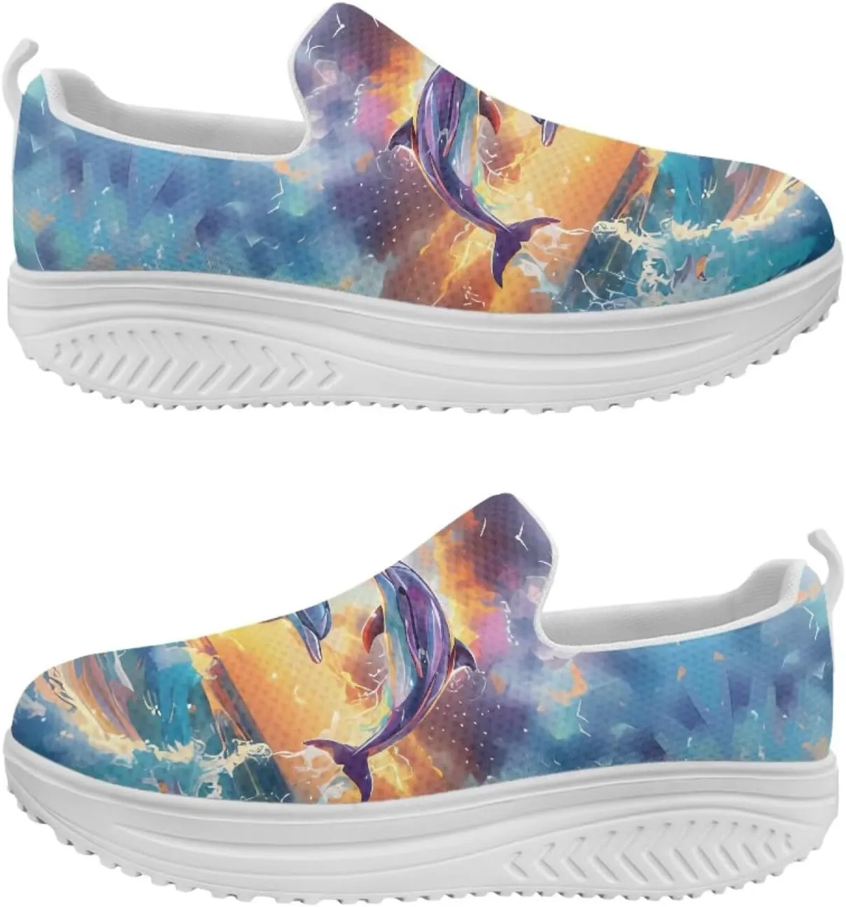 JoyLamoria Animal Design Womens Shoes Comfort Wedge Workout Platform Fashion Slip Resistant Orthotic Casual Tennis Work Daily Wear