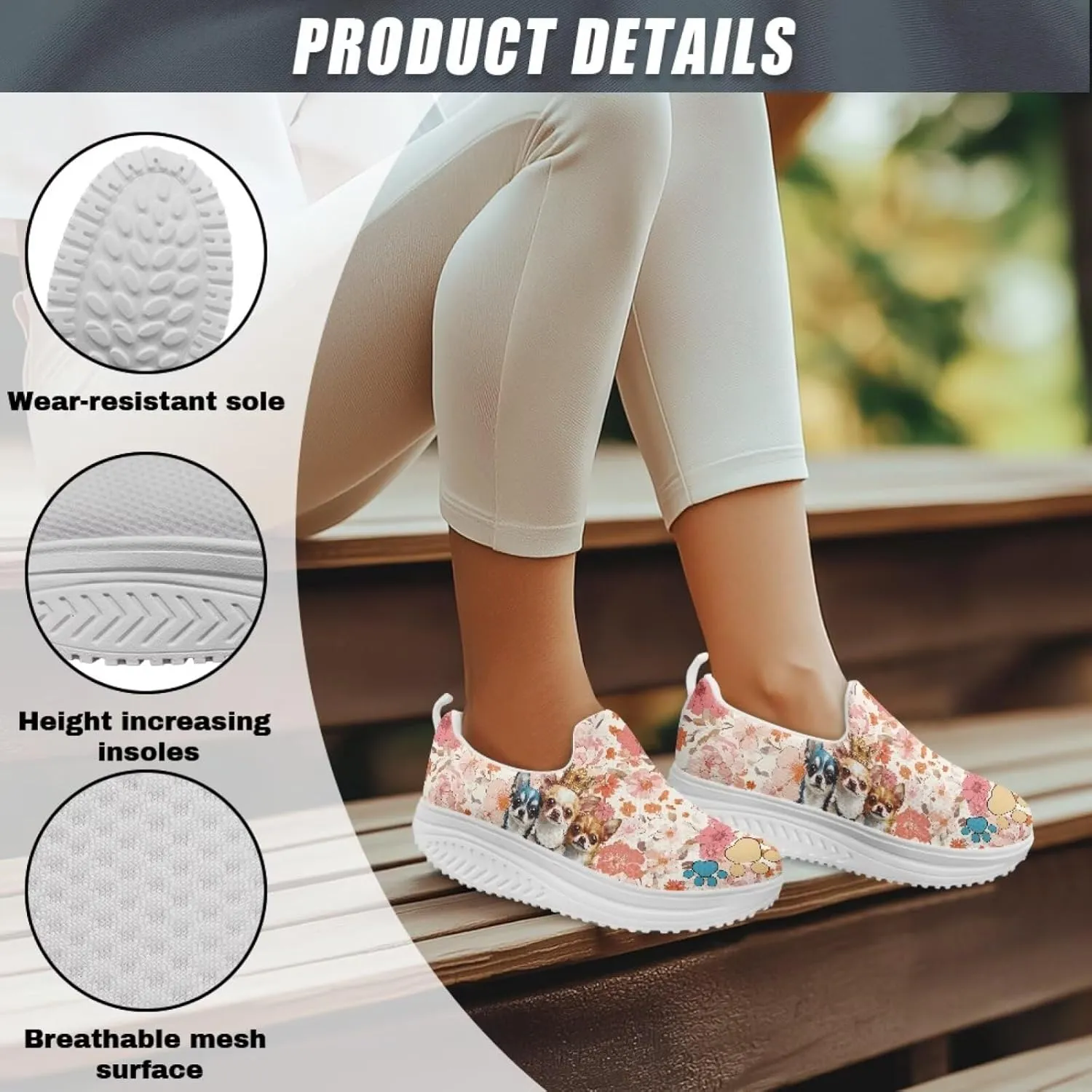 JoyLamoria Animal Design Womens Shoes Comfort Wedge Workout Platform Fashion Slip Resistant Orthotic Casual Tennis Work Daily Wear