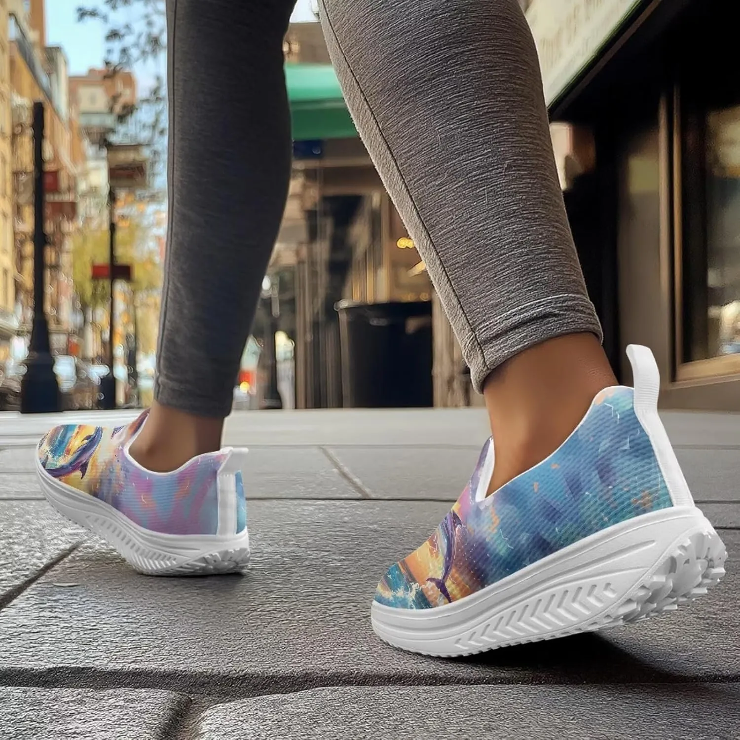 JoyLamoria Animal Design Womens Shoes Comfort Wedge Workout Platform Fashion Slip Resistant Orthotic Casual Tennis Work Daily Wear