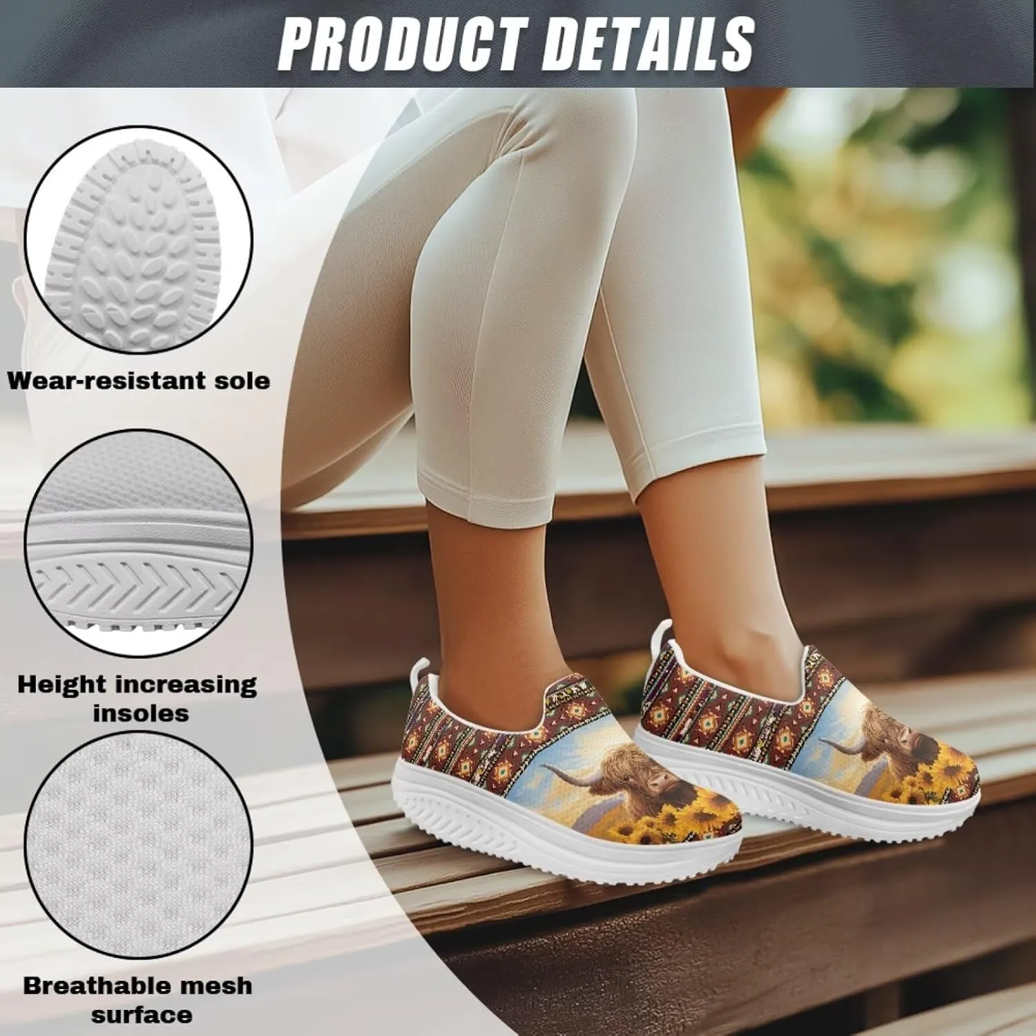 JoyLamoria Animal Print Womens Shoes Work Casual Fashion Tennis Soft Workout Cushion Comfort Knit Upper Running Orthopedic