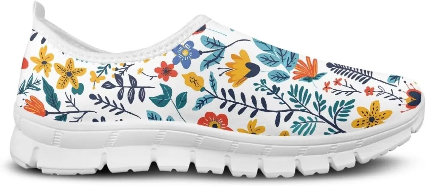 JoyLamoria Butterfly in Black and White Shoes for Wome Slip on Walking Shoe Art Travel Work Loafers Lightweight