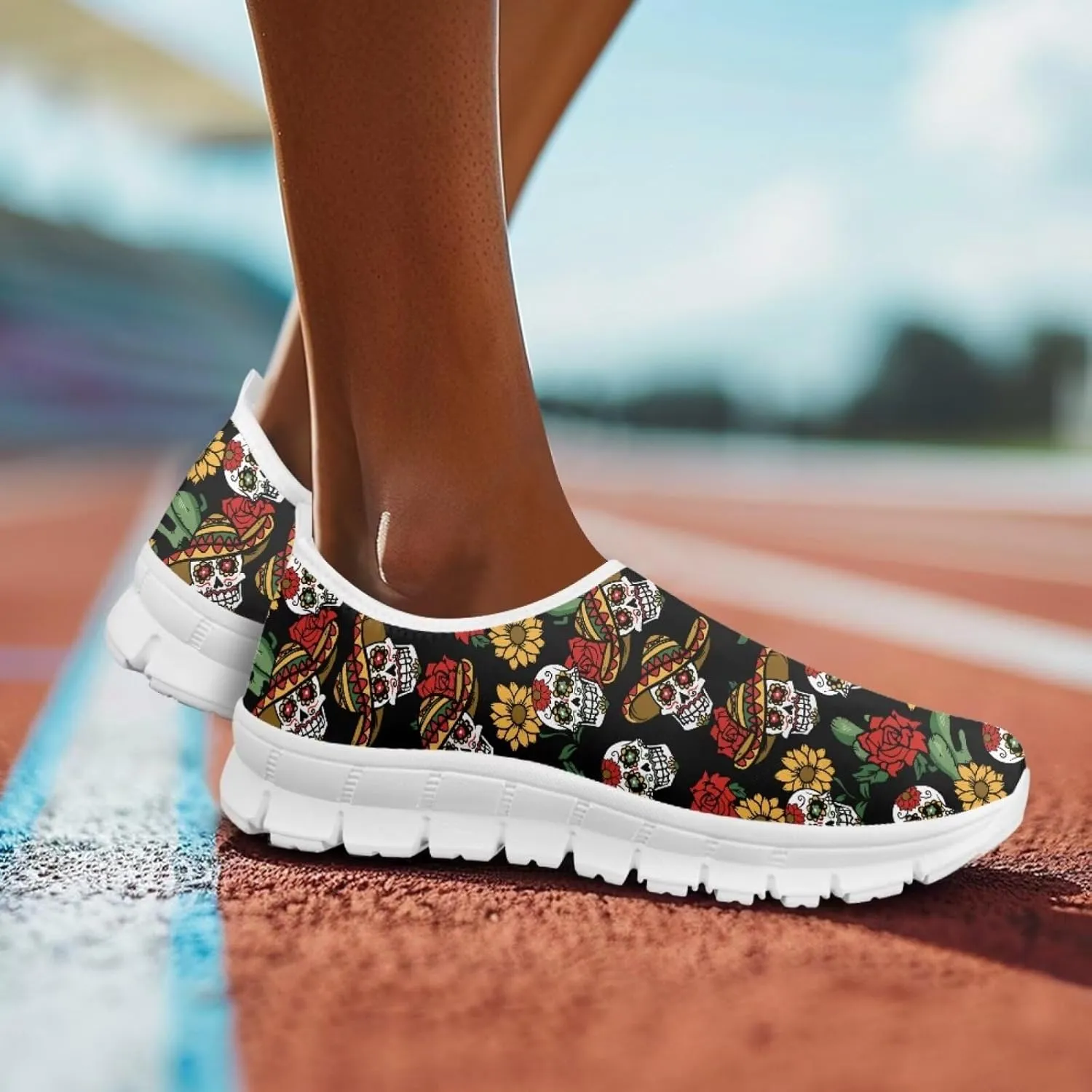 JoyLamoria Cow Platform Sneakers Causal Slip on Shoes Causal Boat Loafers for Women with Arch Support Art Travel Shoes