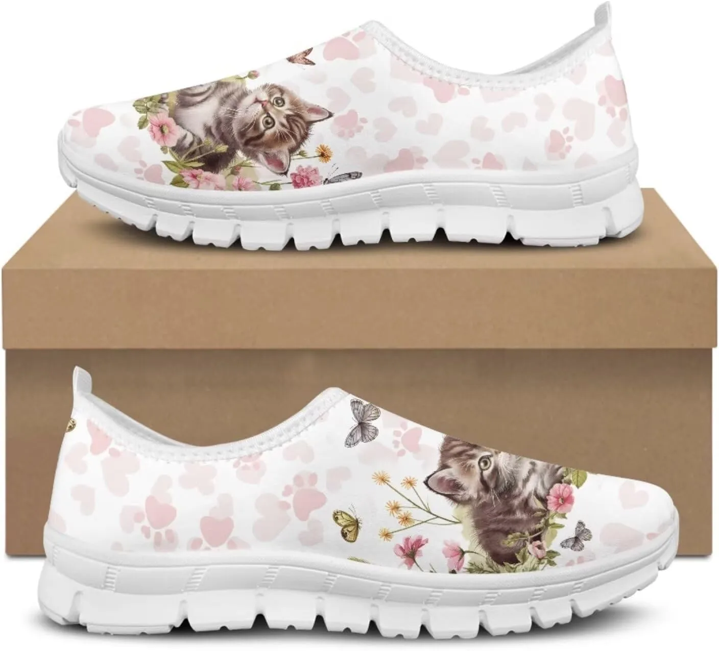 JoyLamoria Cow Platform Sneakers Causal Slip on Shoes Causal Boat Loafers for Women with Arch Support Art Travel Shoes