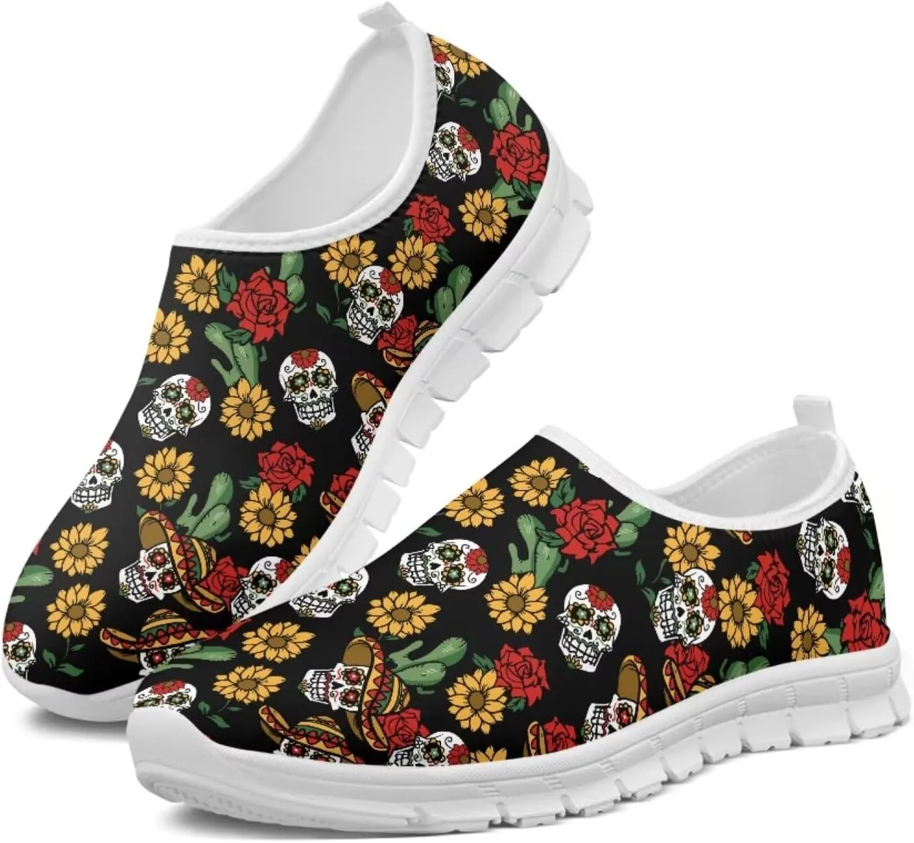 JoyLamoria Cow Platform Sneakers Causal Slip on Shoes Causal Boat Loafers for Women with Arch Support Art Travel Shoes