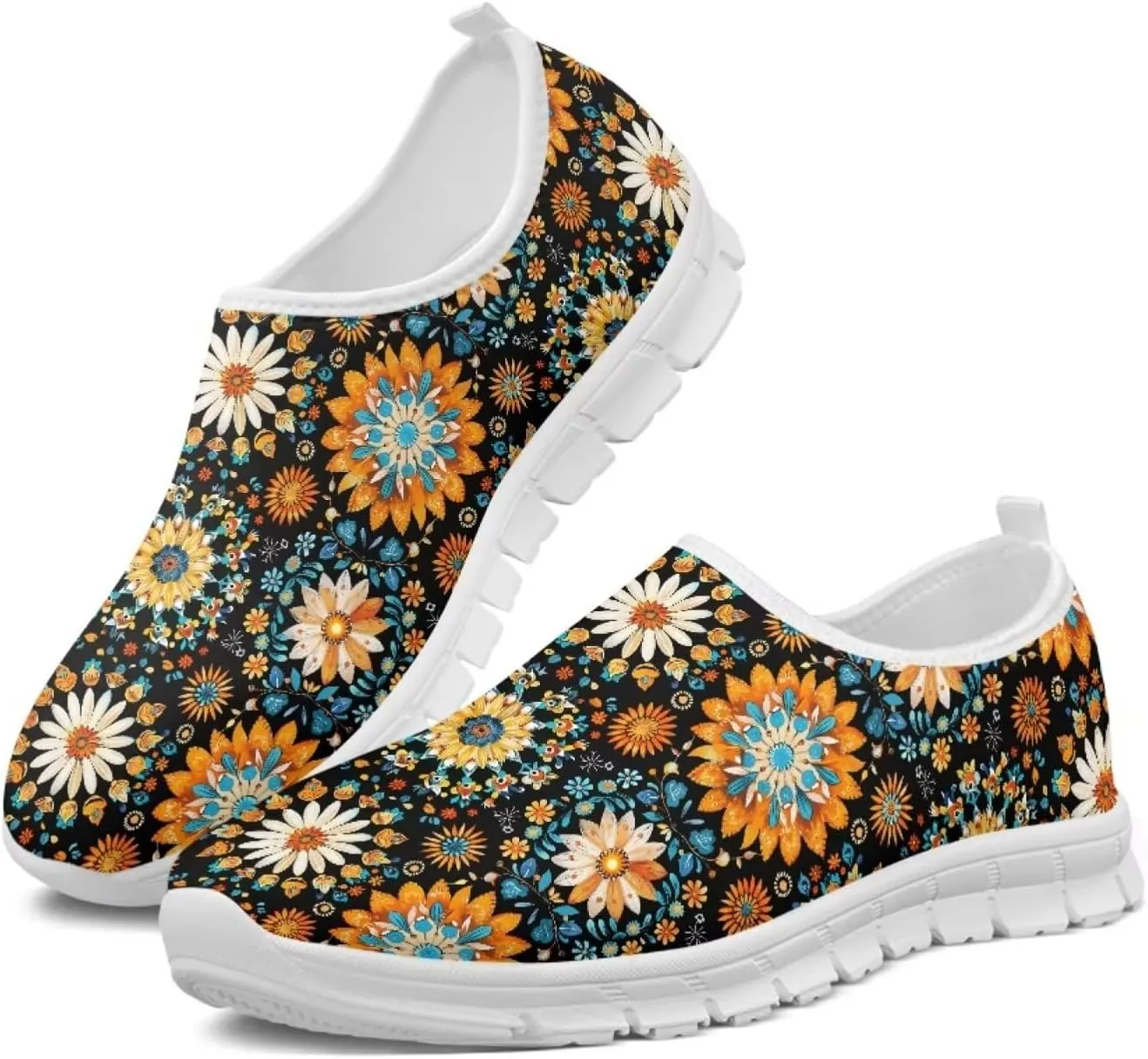 JoyLamoria Cow Platform Sneakers Causal Slip on Shoes Causal Boat Loafers for Women with Arch Support Art Travel Shoes