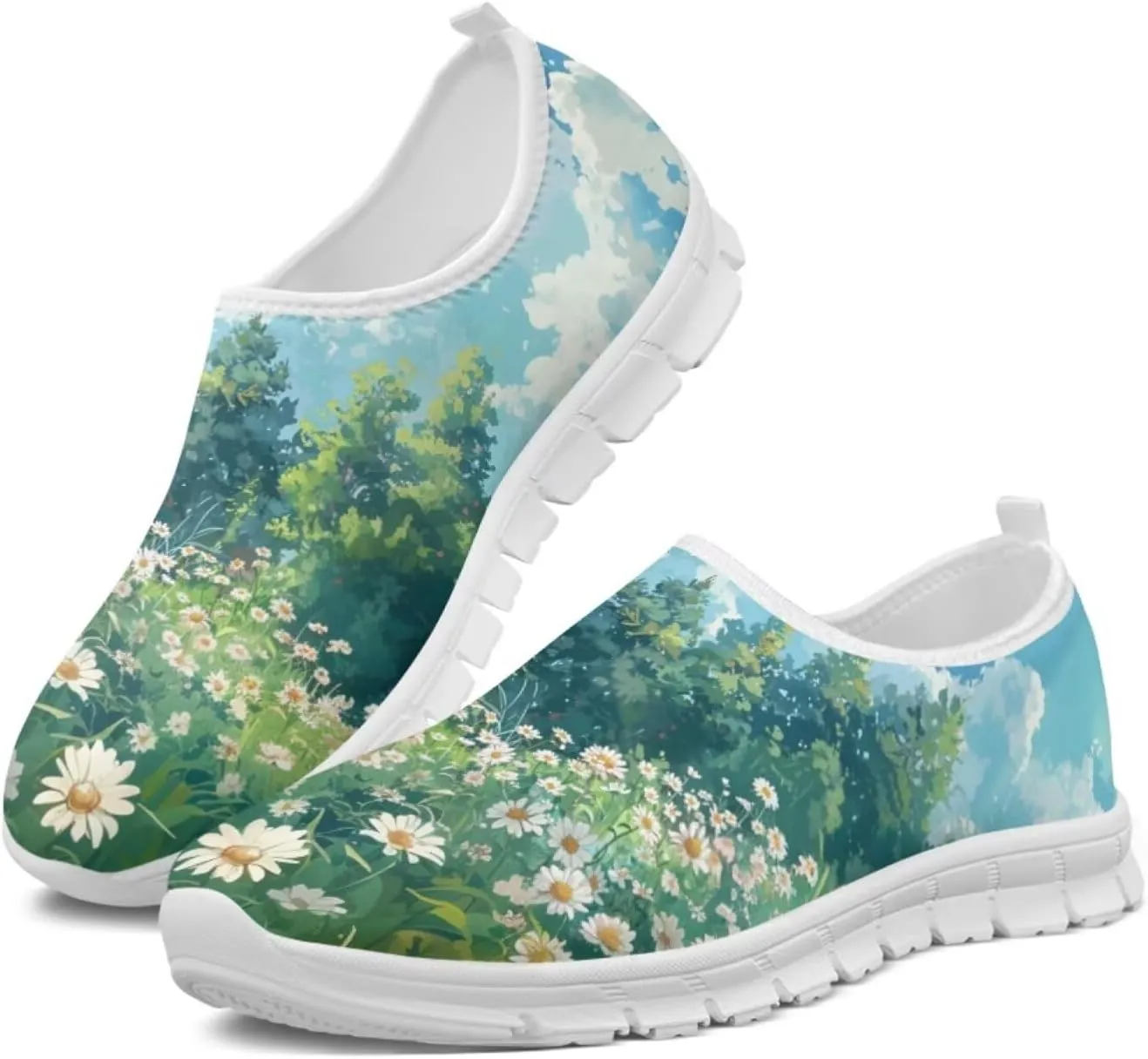 JoyLamoria Cow Platform Sneakers Causal Slip on Shoes Causal Boat Loafers for Women with Arch Support Art Travel Shoes