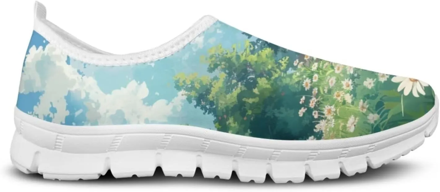 JoyLamoria Cow Platform Sneakers Causal Slip on Shoes Causal Boat Loafers for Women with Arch Support Art Travel Shoes