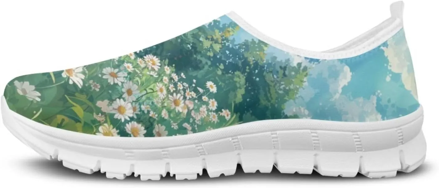 JoyLamoria Cow Platform Sneakers Causal Slip on Shoes Causal Boat Loafers for Women with Arch Support Art Travel Shoes