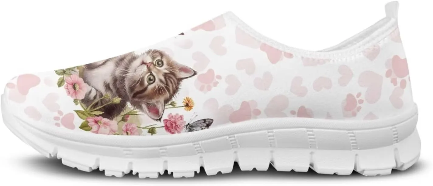 JoyLamoria Cow Platform Sneakers Causal Slip on Shoes Causal Boat Loafers for Women with Arch Support Art Travel Shoes