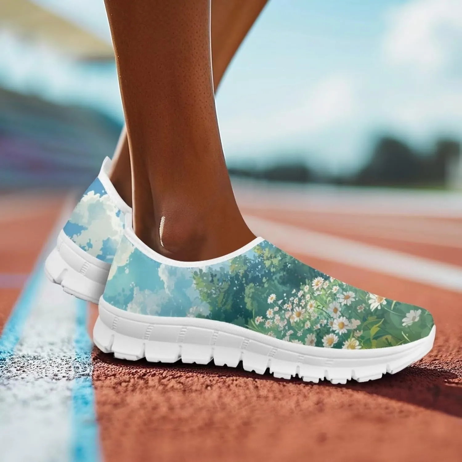 JoyLamoria Cow Platform Sneakers Causal Slip on Shoes Causal Boat Loafers for Women with Arch Support Art Travel Shoes