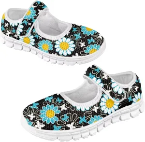 JoyLamoria Girls Mary Jane Shoes Toddler/Little Kids Slip on Sneakers Comfort Dress Shoes with Sunflower Cow South Western Navajo Design