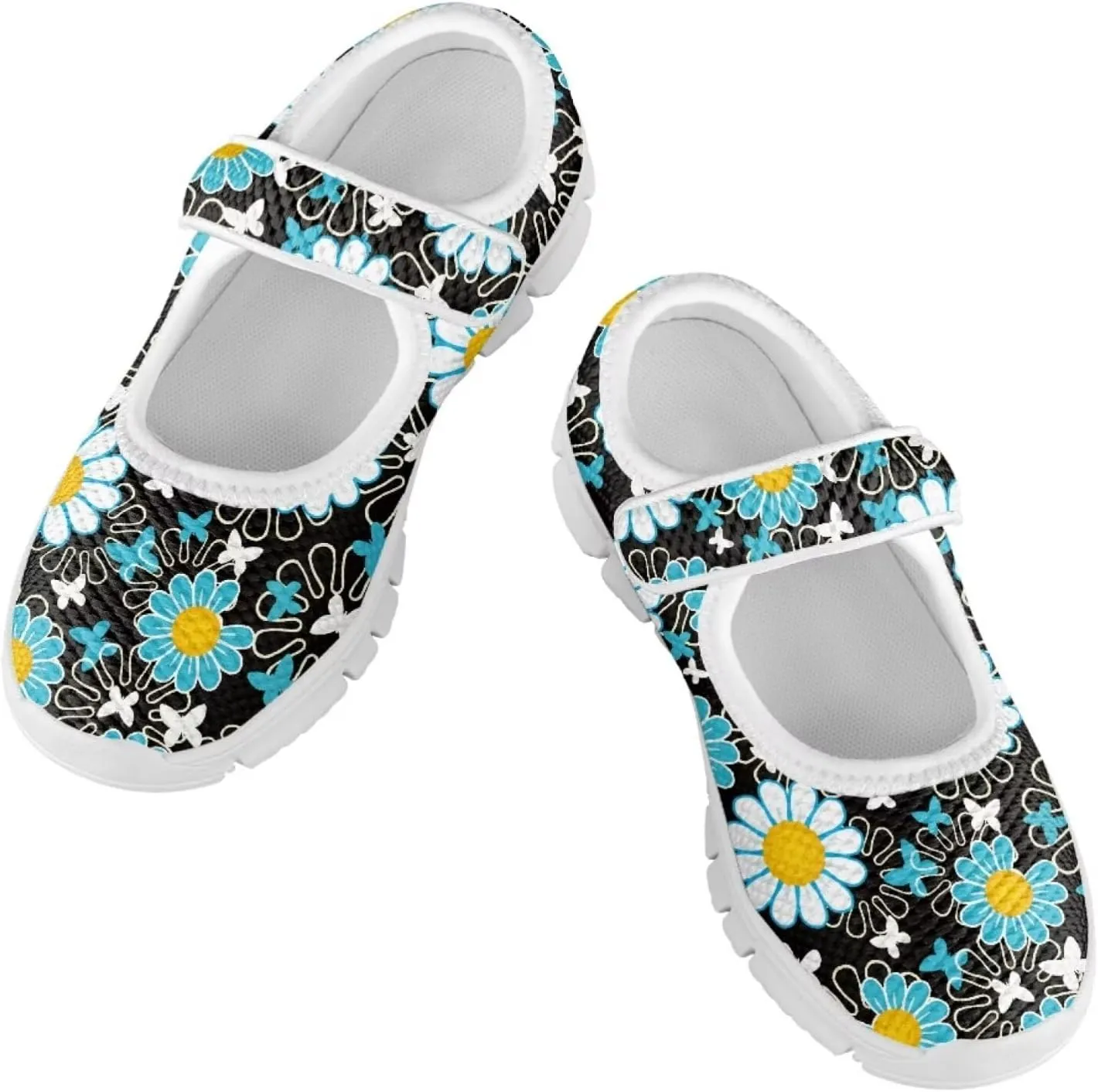 JoyLamoria Girls Mary Jane Shoes Toddler/Little Kids Slip on Sneakers Comfort Dress Shoes with Sunflower Cow South Western Navajo Design