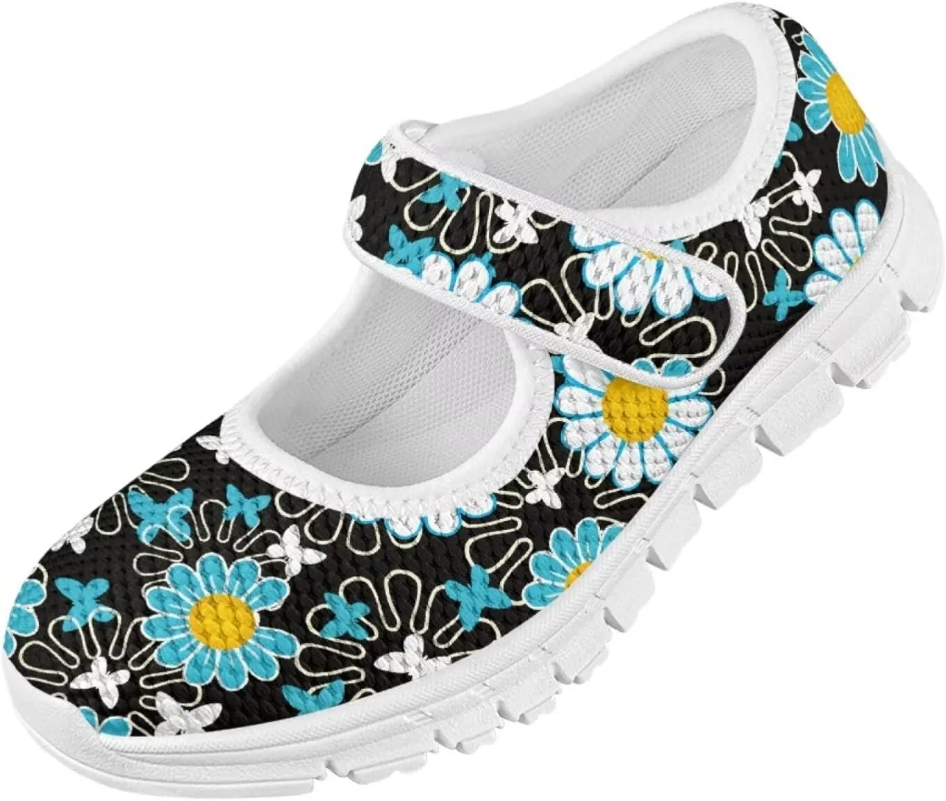 JoyLamoria Girls Mary Jane Shoes Toddler/Little Kids Slip on Sneakers Comfort Dress Shoes with Sunflower Cow South Western Navajo Design