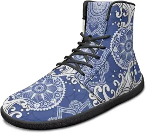JoyLamoria Unisex High Top Sneakers Mandala Style Leather Shoes Lace-up Comfortable Casual Fashion Sneakers