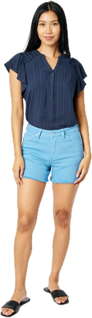 Judy Blue Baby Blue Cut-Off Shorts - Comfortable Mid-Rise, Garment Dyed with Fray Hem & Shield Pockets 150267-